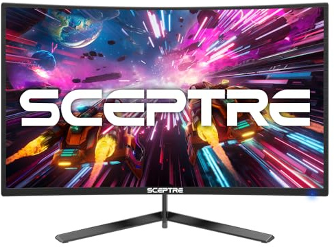 Sceptre 24-inch Curved Gaming Monitor 1080p up to 180Hz DisplayPort HDMI 99% sRGB, AMD FreeSync Build-in Speakers Machine Black (C248B-FWT168)