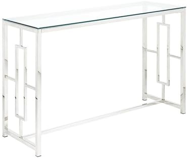 Vente-unique Console Clotilde - Verre trempé et Acier - Chromé, Métallique