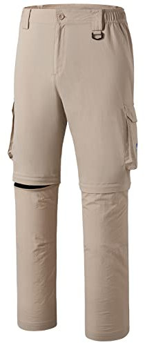 Bassdash Pantalones Convertibles de Secado Rápido para Exteriores con Cremallera para Hombre,Ligero y Resistente al Agua con Protección Solar UPF50+