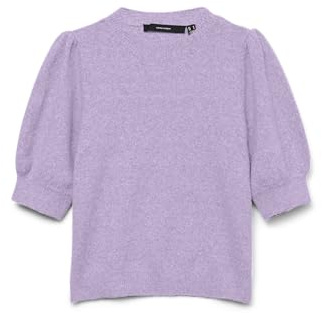 VERO MODA dam Vmdoffy 2/4 O-hals tröja Ga Noos, Orkidé blomma/detalj: melerad, S