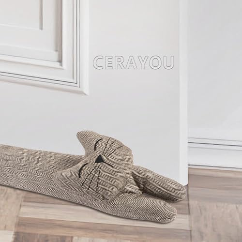 CERAYOU Zugluftstopper aus Stoff für die Tür, 1,4 kg, strapazierfähig, dekorativ, schalldicht, 86,4 cm, Tier-energiesparender Zugluftschutz, Smiley, 86,4 cm