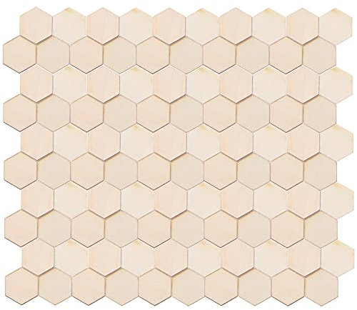 MAGICLULU 100st Sechseckige Ausschnittformen Holzplatten Basteln Holz Untersetzter Holzfliese Holzsechskantformen Sechseckbrett Aus Holz Sechseckiges Holzschild Hölzern Wandbehang Graffiti
