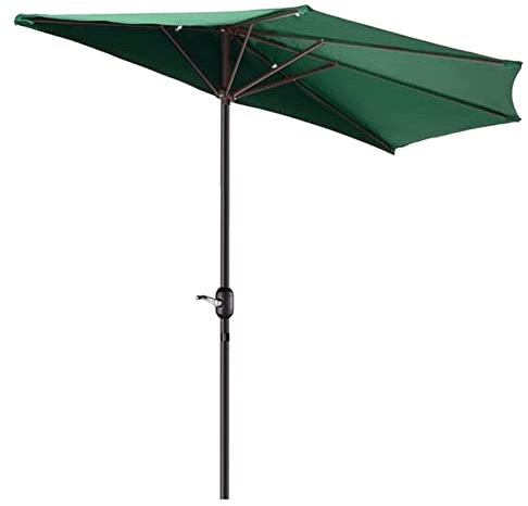 Balkonschirm Ø 270 cm, Halbrund Gartenschirm mit Handkurbel, Terrassenschirm, 5 Rippen Marktschirm, ohne Ständer, Grün
