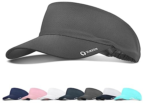 Sukeen Sun Visor Cap, Cooling Stretchy Visor with Sweatband Adjustable Baseball Cap Sun Protection Unisex Cool Visor Hat Instant Cooling Vizor Cap for Golf Tennis(55-60cm)