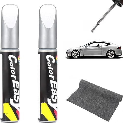 Car Touch Up Paint Pen,Car Scratch Remover Pen,Car Paint Scratch Repair Pen,Car Paint Repair Pen,Car Touch Up Pen,2PCS Car Paint Scratches Repair Pen Brush for Cars Trucks Motorcycles Boats (Silver)