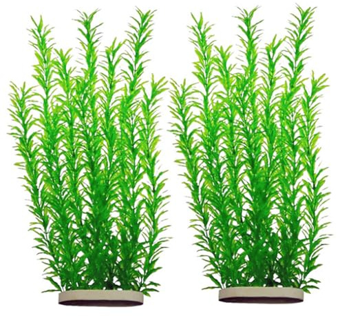 DSkoiph 2 pcs Aquarium Decor Plastic Plants Extra Large 21 Inches Artificial Fish Tank Plants Tall Fish Tank Decorations Artificial Green Water Plants (Green)