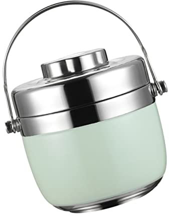 ABOOFAN Boîte À Lunch À Deux Niveaux Warm Tiffin 1 5 L Verte Idéale Pour L'école Le Travail Et Les Voyages