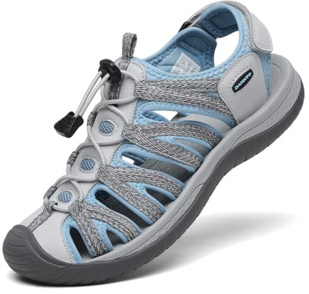 DANNTO Sandalen Damen Trekking Sportsandalen Outdoorsandale Geschlossene Gummi Wandersandalen Sommer für Reisen