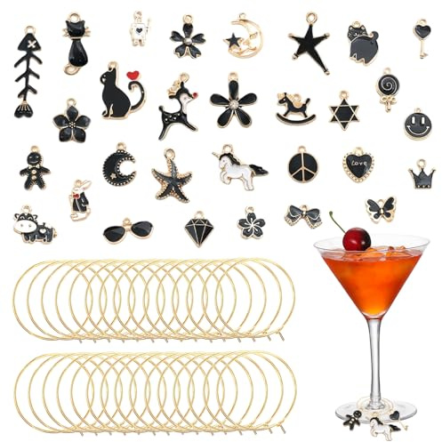 Silars Marqueurs de Charme pour Verre à Vin Coloré - 30pcs avec Sac de Rangement