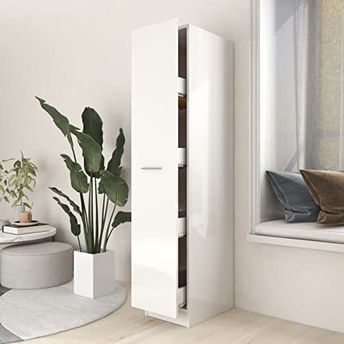 ARKEM Apothekerschrank Hochglanz-Weiß 30x42,5x150 cm Holzwerkstoff Medikamentenschrank Apothekerschrank Organizer Medizinschrank HäNgend