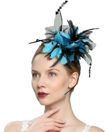 Generisch Fascinator mit türkisfarbenen Federn für Damen, Hochzeit, Kirche, Fascinator, Teeparty, Derby-Hut, türkis, Einheitsgröße