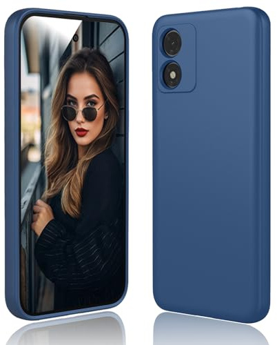 DESSEN Funda para Motorola Moto E13 - Líquida Silicona Carcasa con Forro de Microfibra Antiarañazos Delgada y Suave TPU Cover Anti-Choques Protectora Case, Azul