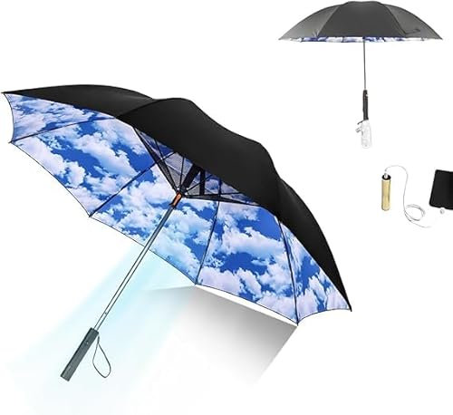 Kolarmo 3-in-1 Umbrella with Fan and Mist Spray, UV Protection Portable Rechargeable Sunshade