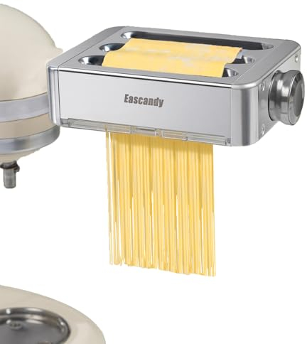 Accesorio para hacer pasta totalmente de metal para KitchenAid, accesorio para pasta 3 en 1 para batidora de pie Kitchen Aid, accesorio para hacer pasta fresca ajustable de 8 velocidades