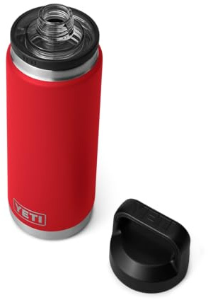 YETI Rambler Bottle Chug, Vaccum Insulated Stainless Steel Bottle with Leakproof Chug Cap, Rescue Red, 26 oz (769 ml)