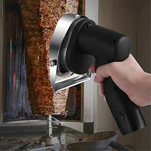 Solida affettatrice commerciale per kebab turco, macchina per tagliare la carne con coltello elettrico per kebab a batteria con spessore regolabile, macchina per tagliare la carne in acciaio inossida