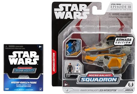 Jazwares Star Wars Micro Galaxy Squadron Anakin's Jedi Interceptor (Armada Edition) Mystery Bundle - 3-Inch and 2.5-Inch Vehicles with Accessories (Amazon Exclusive)