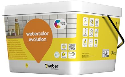 Weber WEBERCOLOR EVOLUTION Fugendichtung, weiß, gebrauchsfertig, 3 kg, speziell für Küche und Badezimmer