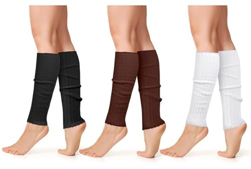 AUYAO Gestrickte Beinstulpen für Damen 3Pcs Winter Stulpen Crochet Stricken Lose Beinwärmer Lange Leg Warmers Gothic Punk Thermo Gestrickte JK Socken Legwarmers 90er Kawaii Häkelstulpen Tanz Studenten