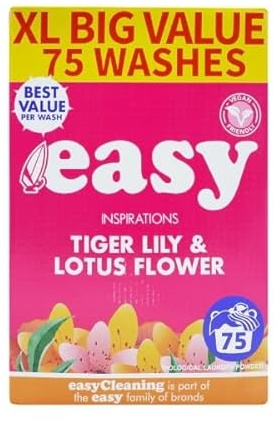 Easy Washing Powder 75 Washes Tiger Lily & Lotus Flower - Tough on Stains Washing Powder Laundry Detergent
