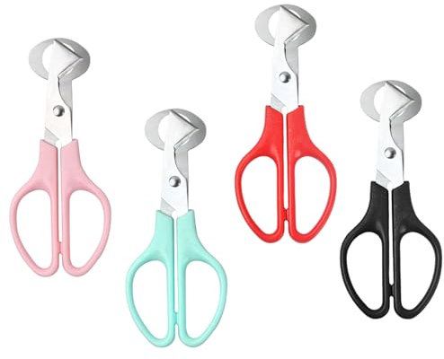Dokeno 4 Piezas Tijeras Huevos Codorniz, Codorniz Huevos Tijeras Huevo Cortador, Tijeras de Corte de Cáscara de Huevo de Acero Inoxidable para Hogar Cocina Restaurante