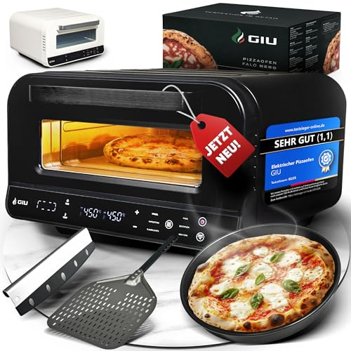 GIU Elektrischer Pizzaofen - Starker Elektro-Ofen für neapolitanische Pizza | Backofen, Pizzaofen, elektrisch, Electric Oven | Über 400 Grad FusionHeat-Tech | Genieße Steinofen-Geschmack Zuhause