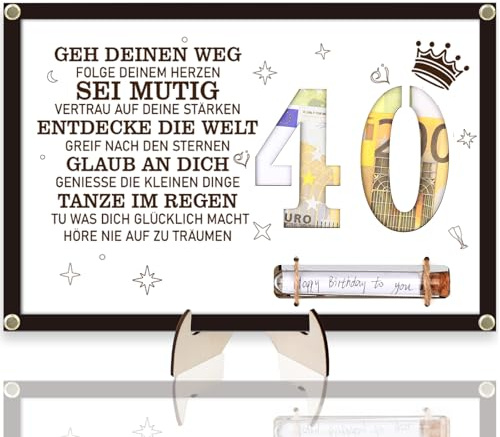 Johiux 40 Geburtstag Frau Mann,40.Geburtstag Geldgeschenk,Geschenkideen zum 40.Geburtstag,40.Geburtstag Tischgeschenke,Personalisiertes Geschenk zum 40.Geburtstag mit Bilderrahmen Geburtstagskarte