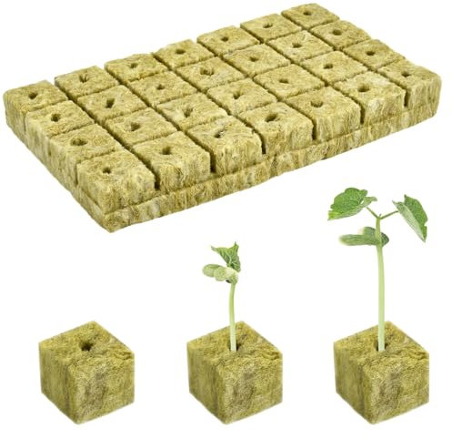 DIELOVEHUA 28 Pièces Cube de Laine de Roche, 2.5 x 2.5 x 2.5cm Hydroponie Laine, Cubes de Culture Soilless, Laine de Roche Jardin, Laine de Roche Blocs pour Boutures Plantation