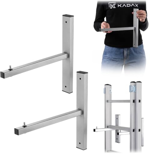 KADAX 2er Set Wandhalterung für Leitern, Wandhaken für Garage und Werkstatt, Aufbewahrung von Leiter an der Wand, Leiterhaken aus Stahl (Wand)