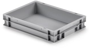 1a-TopStore Euro-Stapelbox EB-475, 400x300x75 mm (LxBxH), grau ähnl. RAL7001, aus Polypropylen, lebensmittelecht, ca. 7 Liter Vol.
