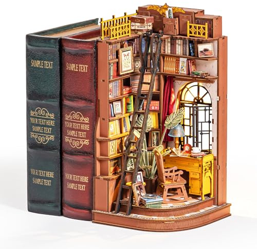 Rolife Book Nook Kit Silent Corner Study Miniature House Kits for Adults to Bulid Booknook 3D Puzzles Diorama Model for Bookshelf Decor Dollhouse Christmas Birthday Gift for Teens and Lovers