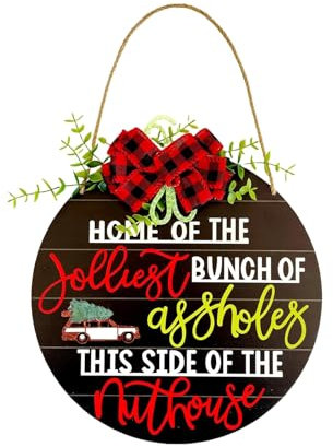 Haustür-Dekoration, Weihnachtskranz für Haustür, 30 cm, Holz-Kränze, Outdoor-Dekorationen, schwarzes Stoffschild, stilvolle saisonale Tür-Haustür-Dekorationen zum Aufhängen