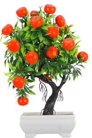LIFKICH Künstliche Topfpflanze Orange Simulation Bonsai Orangenbaum Faux Obst Dekoration Für Heimwerkerarbeiten Und Inneneinrichtung