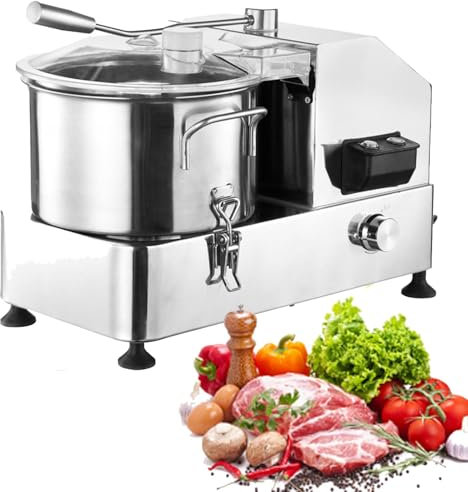 Commercial Food Processor,2000W Electric Meat & Vegetable Chopper Stainless Steel Cutter with Variable Speed Control，for Fruits Nuts Grains Meat Veggie Cutter,6L