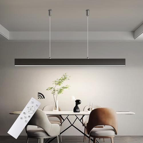 OOWOLF 120CM Suspension Luminaire LED avec Télécommande, 40W Lampe Dimmable 3000K-6000K, Hauteur Réglable – Idéale pour Table à Manger, Salle à Manger, Salon, Îlot de Cuisine et Bureau