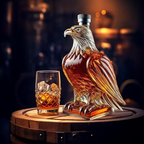 Whiskey Eagle Glass Decanter | Whiskey Bottle Funny | Eagle Statue Bottles | Novelty Funny Collectible Container for Beer Tasting Home Wedding Bachelor Event Father's Day Collector Red Wine