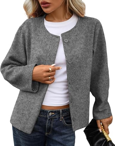 Vidifid Womens cropped pea coat Long Sleeve Button Down wool coats short jackets Outerwear