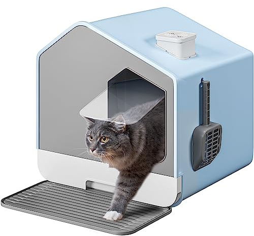 YITAHOME Katzenklo XXL katzentoilette mit Deckel Schublade und Matte | Cat Litter Box, Katzen Klo, Katzenklo Groß, Geruchsneutral, auslaufsicher, mit Schaufel & Matte, katzentoiletten