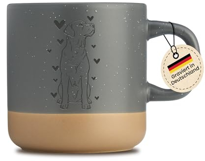 LIEBTASTISCH - Labrador Retriever Tasse mit Gravur - Geschenkidee - Hundebesitzer - 360 ML - Spülmaschinenfest - Geburtstagsgeschenk - Grau