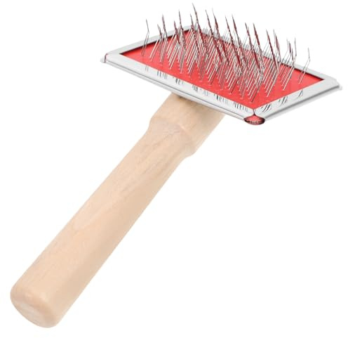 MUELODSIC Fellpflegekamm Hund Katzen mit Ergonomischem Holzgriff Nadelkamm zur Entfilzung und Haarentfernung Tägliche Pflege Haustierpflege