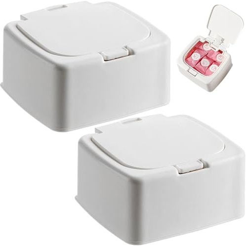 Porta stuzzicadenti 2 pezzi, porta filo interdentale con apertura one-touch, dispenser di ricarica rapida 4x3, 5x2 in plastica PP dentale per plettri, bastoncini di cotone, palline, dispenser di gra