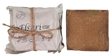 ELSURI Lot de 2 savons Alep d'origine 200 g, 95 % huile d'olive 5 % huile de laurier, recette traditionnelle, savon pour cheveux, savon de douche, savon naturel, sans plastique (2)