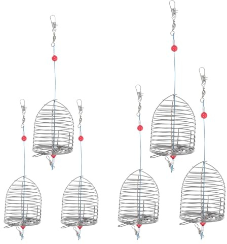 GLEAVI Set 6 Pezzi Gabbie per Esche in Acciaio Inox per Pesca alla Carpa Porta Esche da Esterno per Alimentazione Mirata Attrezzatura Portatile per Pesca a Feeder e Carpe