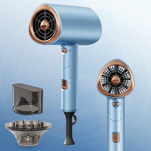 Kryvoth Ionen-Föhn 2000W, klappbarer Haartrockner mit Diffusor, Hair Dryer