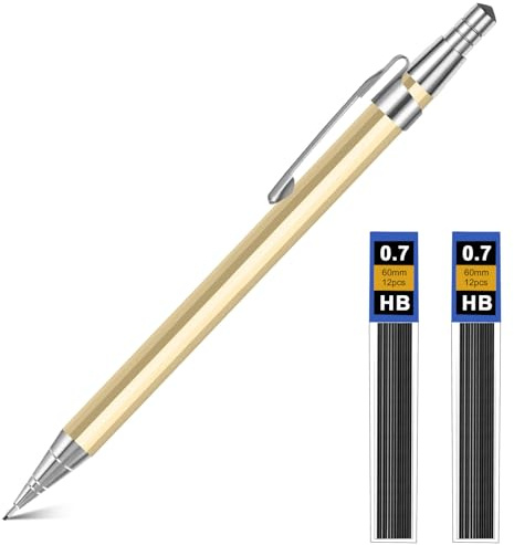 OFFCUP Mekanisk penna set, 0,7 mm metall | Metallblyertspennor med 2 rör HB blyerts blyerts blyerts för studenter, skriva, rita