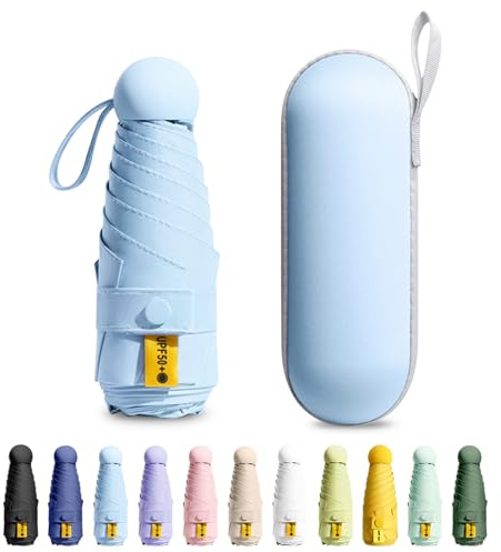 MPXEAVG Mini Umbrella, Paraguas Plegable, Ultraligero, Compacto, Sombrilla portátil, Caja de Paraguas Cápsula, para Hombre y Mujer