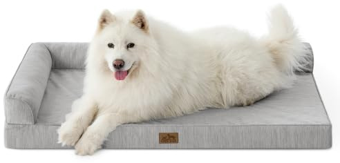 COZY KISS Kühlendes Hundebett Mittelgroße Hunde, Q-MAX>0.4 Orthopädisches Hundekorb mit Seiten, Hundesofa mit Abziehbarer Bezug & wasserdichte Innenlage, Weichhe Hundebetten, Grau, XXL(122x81x19 cm)