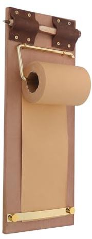 Wandmontierter Notizblockhalter 1 Satz mit Holzstift und Papierrolle | Wechselrolle, zum Aufhängen, Küche und Büro, Braun, Vintage Stil, Inklusive Halter und Zubehör