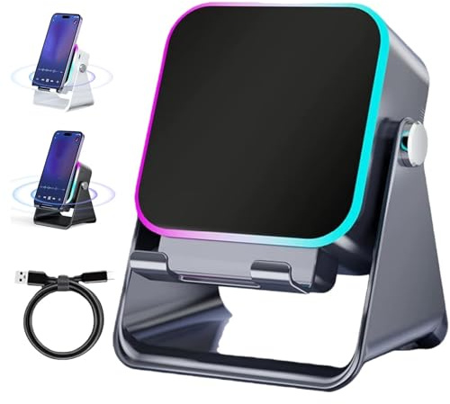 Generic Supporto Per Altoparlante Audio A Induzione Wireless 5 In 1 Con Supporto Regolabile Per Telefono, Altoparlante Bluetooth Multifunzione, Luce Ambientale