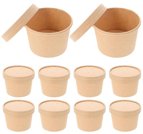 TOMETURE Contenitori per gelato in carta kraft 8oz 10 set con coperchio uso asporto e ristorazione